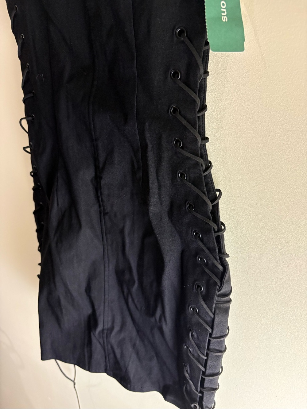 Simons Black Lace-Up Mini Dress